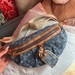 Louis Vuitton Denim Bum Bag Crossbody Bag with Monogram
